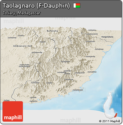 Shaded Relief Panoramic Map of Taolagnaro (F-Dauphin)