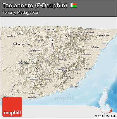 Shaded Relief Panoramic Map of Taolagnaro (F-Dauphin)