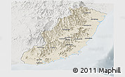 Shaded Relief Panoramic Map of Taolagnaro (F-Dauphin), lighten, semi-desaturated
