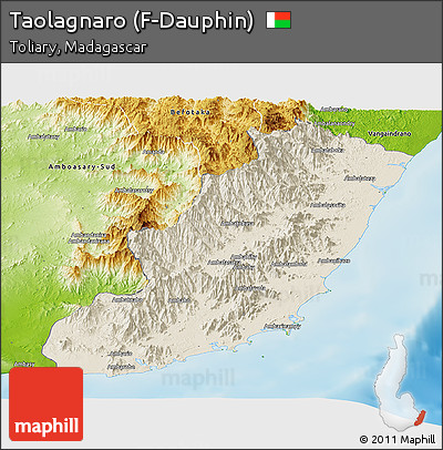 Shaded Relief Panoramic Map of Taolagnaro (F-Dauphin), physical outside