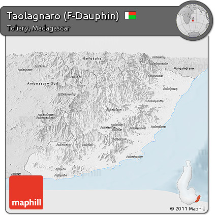 Silver Style Panoramic Map of Taolagnaro (F-Dauphin)