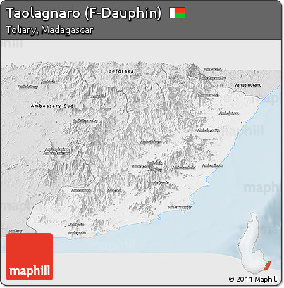 Silver Style Panoramic Map of Taolagnaro (F-Dauphin)