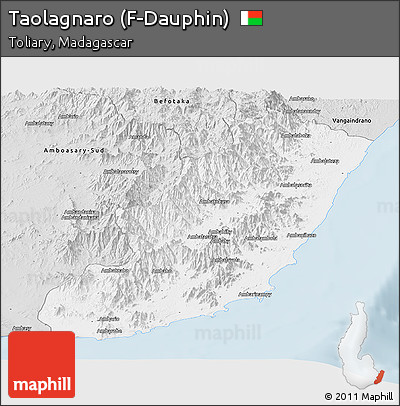Silver Style Panoramic Map of Taolagnaro (F-Dauphin)