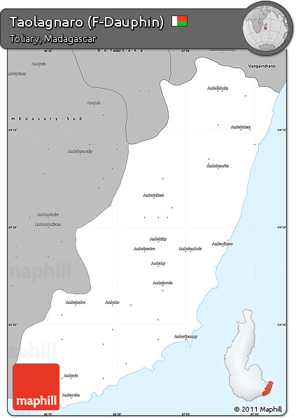 Gray Simple Map of Taolagnaro (F-Dauphin)