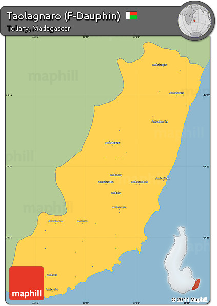 Savanna Style Simple Map of Taolagnaro (F-Dauphin), single color outside