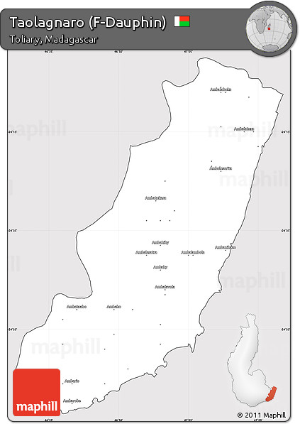 Silver Style Simple Map of Taolagnaro (F-Dauphin), cropped outside