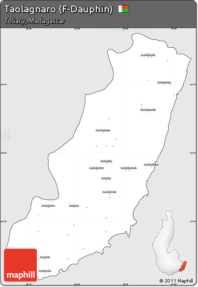 Silver Style Simple Map of Taolagnaro (F-Dauphin), cropped outside