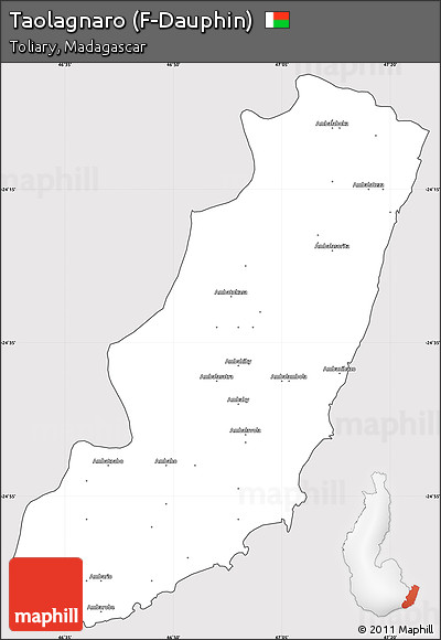 Silver Style Simple Map of Taolagnaro (F-Dauphin), cropped outside