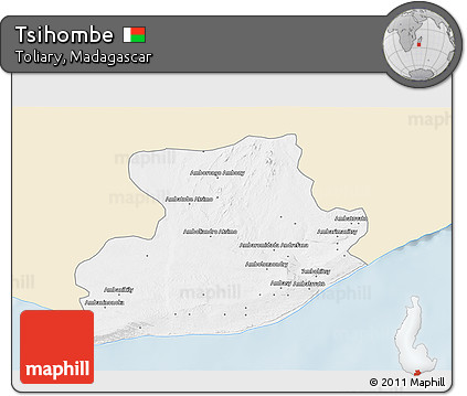 Classic Style 3D Map of Tsihombe, single color outside