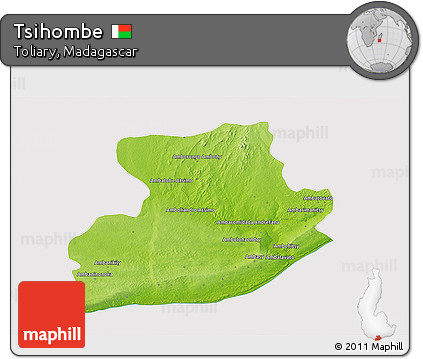 Physical 3D Map of Tsihombe, cropped outside