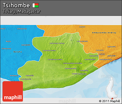 Physical 3D Map of Tsihombe, political outside