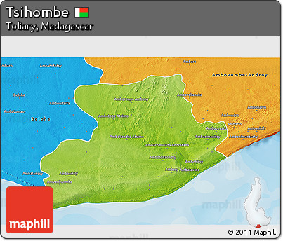 Physical 3D Map of Tsihombe, political outside