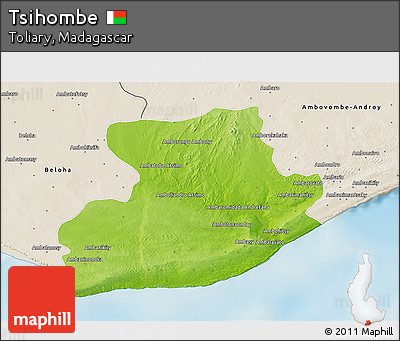 Physical 3D Map of Tsihombe, shaded relief outside