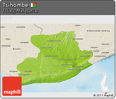 Physical 3D Map of Tsihombe, shaded relief outside