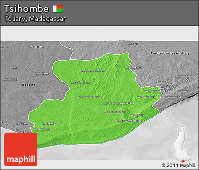 Political 3D Map of Tsihombe, desaturated