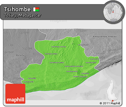 Political 3D Map of Tsihombe, desaturated