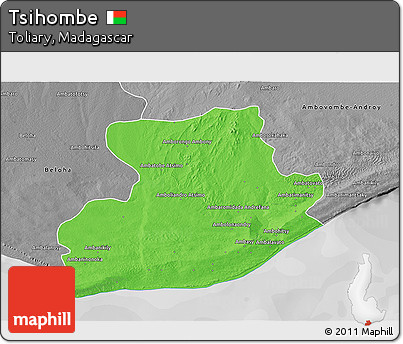 Political 3D Map of Tsihombe, desaturated