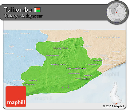Political 3D Map of Tsihombe, lighten