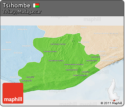 Political 3D Map of Tsihombe, lighten