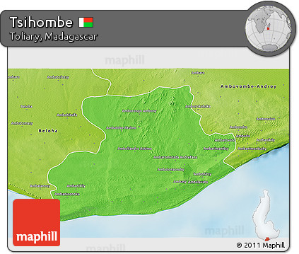 Political 3D Map of Tsihombe, physical outside