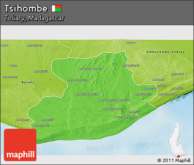 Political 3D Map of Tsihombe, physical outside