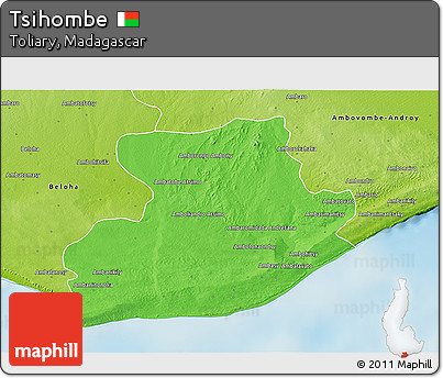 Political 3D Map of Tsihombe, physical outside