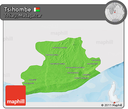 Political 3D Map of Tsihombe, single color outside