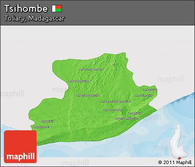 Political 3D Map of Tsihombe, single color outside