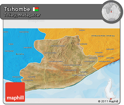 Satellite 3D Map of Tsihombe, political outside