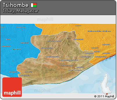 Satellite 3D Map of Tsihombe, political outside