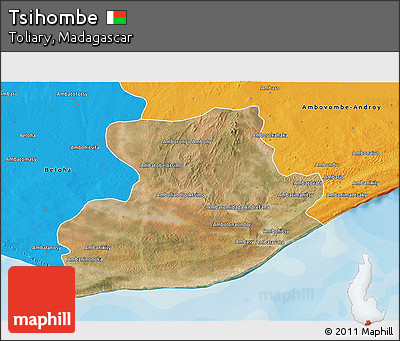 Satellite 3D Map of Tsihombe, political outside