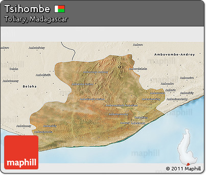 Satellite 3D Map of Tsihombe, shaded relief outside