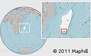 Gray Location Map of Tsihombe, highlighted country, within the entire country, hill shading