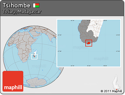 Gray Location Map of Tsihombe, highlighted country, highlighted parent region