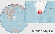 Gray Location Map of Tsihombe, highlighted country, hill shading
