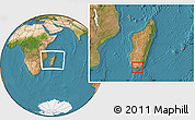 Satellite Location Map of Tsihombe, within the entire country
