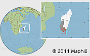 Savanna Style Location Map of Tsihombe, highlighted country, highlighted parent region, within the entire country