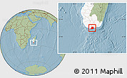 Savanna Style Location Map of Tsihombe, highlighted parent region, hill shading