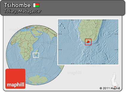 Savanna Style Location Map of Tsihombe, hill shading