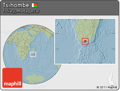 Savanna Style Location Map of Tsihombe, hill shading