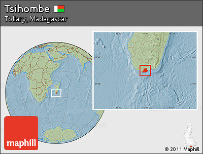 Savanna Style Location Map of Tsihombe, hill shading