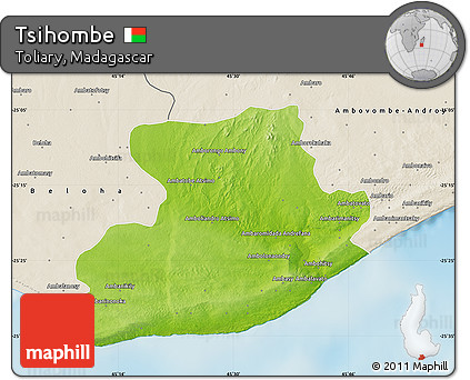 Physical Map of Tsihombe, shaded relief outside