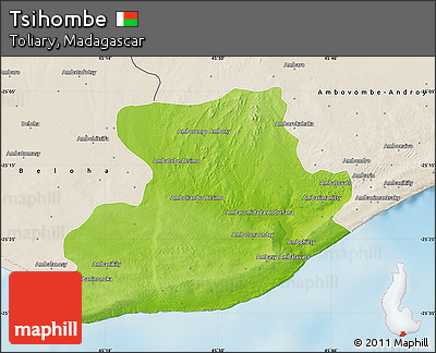 Physical Map of Tsihombe, shaded relief outside