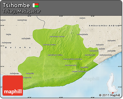 Physical Map of Tsihombe, shaded relief outside