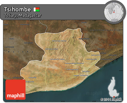Satellite Map of Tsihombe, darken
