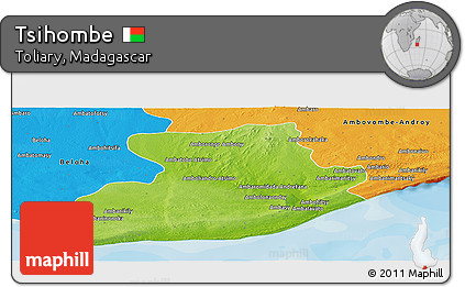 Physical Panoramic Map of Tsihombe, political outside