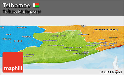Physical Panoramic Map of Tsihombe, political outside