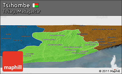 Political Panoramic Map of Tsihombe, darken