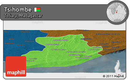 Political Panoramic Map of Tsihombe, darken