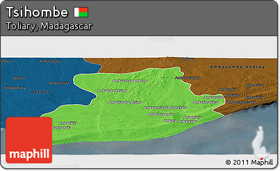 Political Panoramic Map of Tsihombe, darken